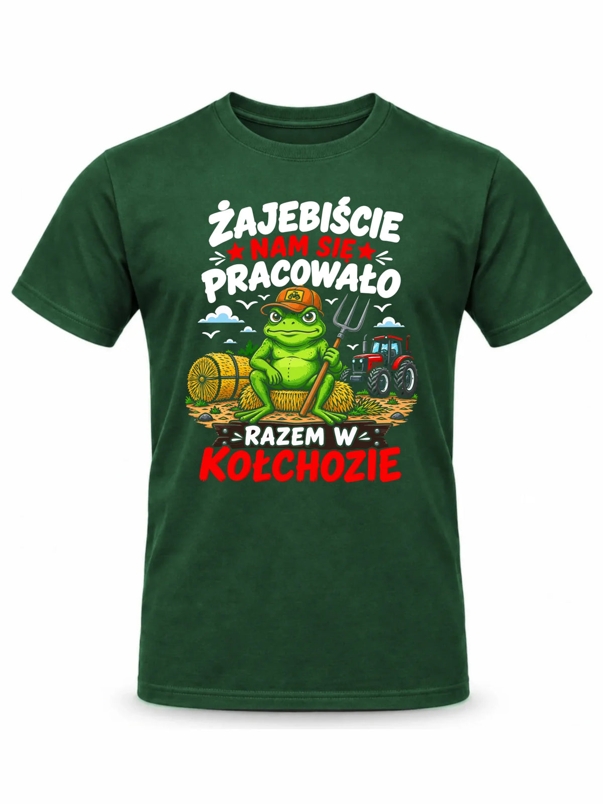 Zielona koszulka męska na odejście z pracy - Razem w kołchozie