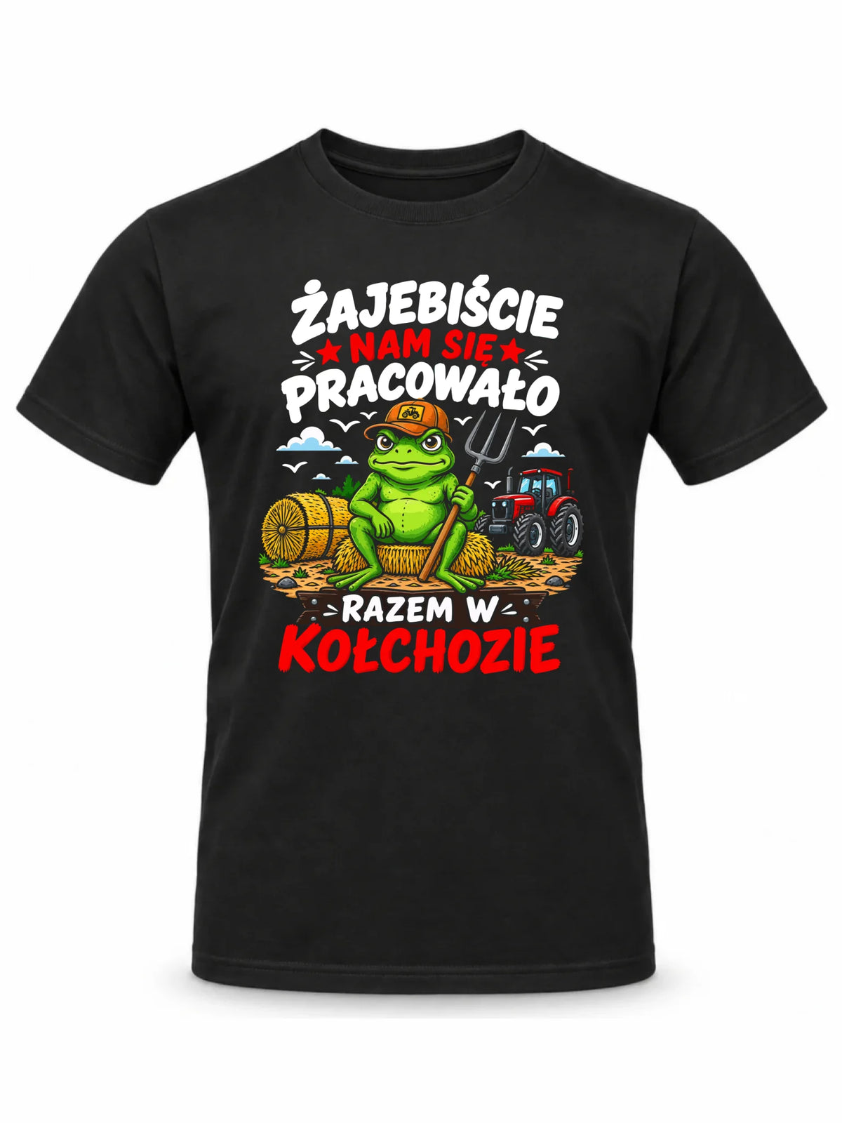 Czarna koszulka męska na odejście z pracy - Razem w kołchozie
