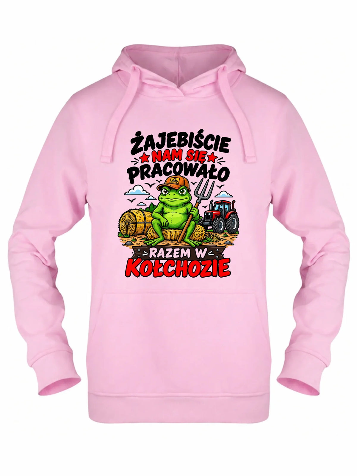 Różowa bluza damska z kapturem na pożegnanie w pracy - Razem w kołchozie