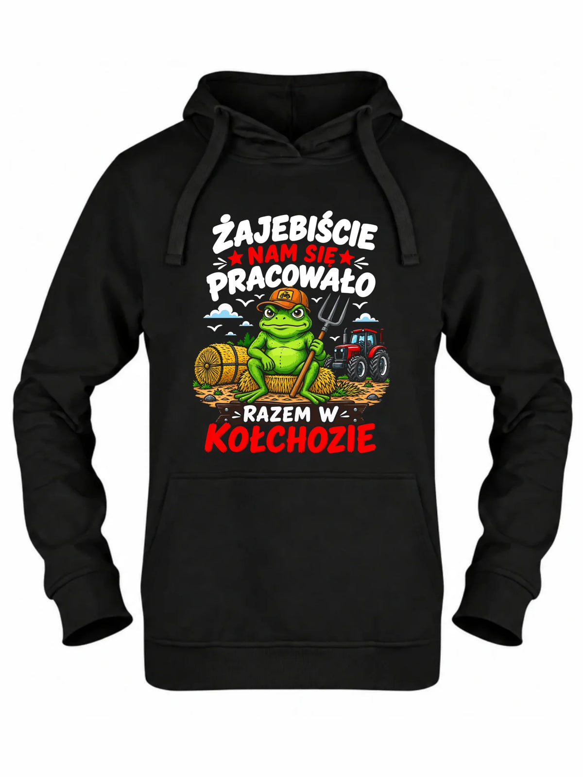 Czarna bluza damska z kapturem na odejście z pracy - Razem w kołchozie