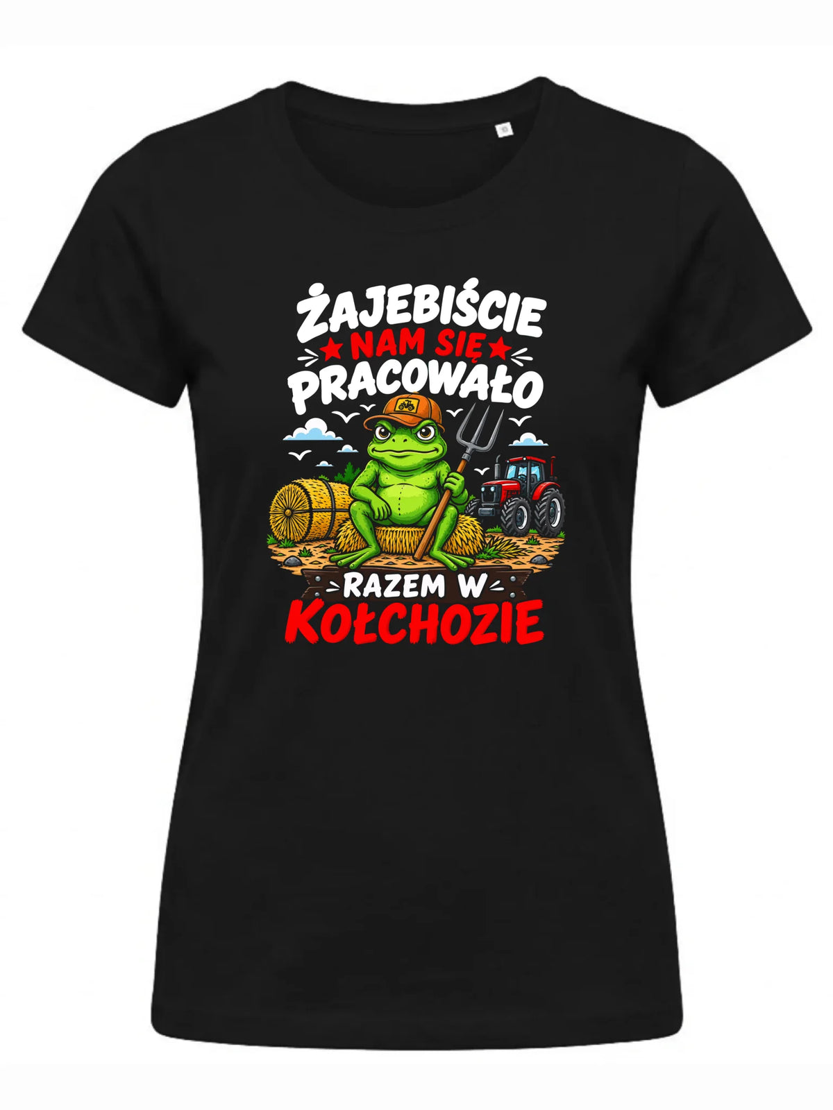 Czarna koszulka damska na odejście z pracy - Razem w kołchozie