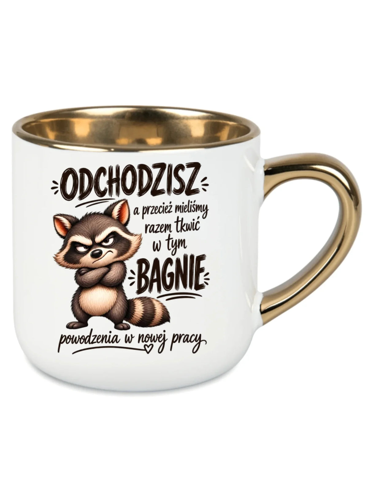 Kubek ze złotym rantem na odejście z pracy - Razem w tym bagnie