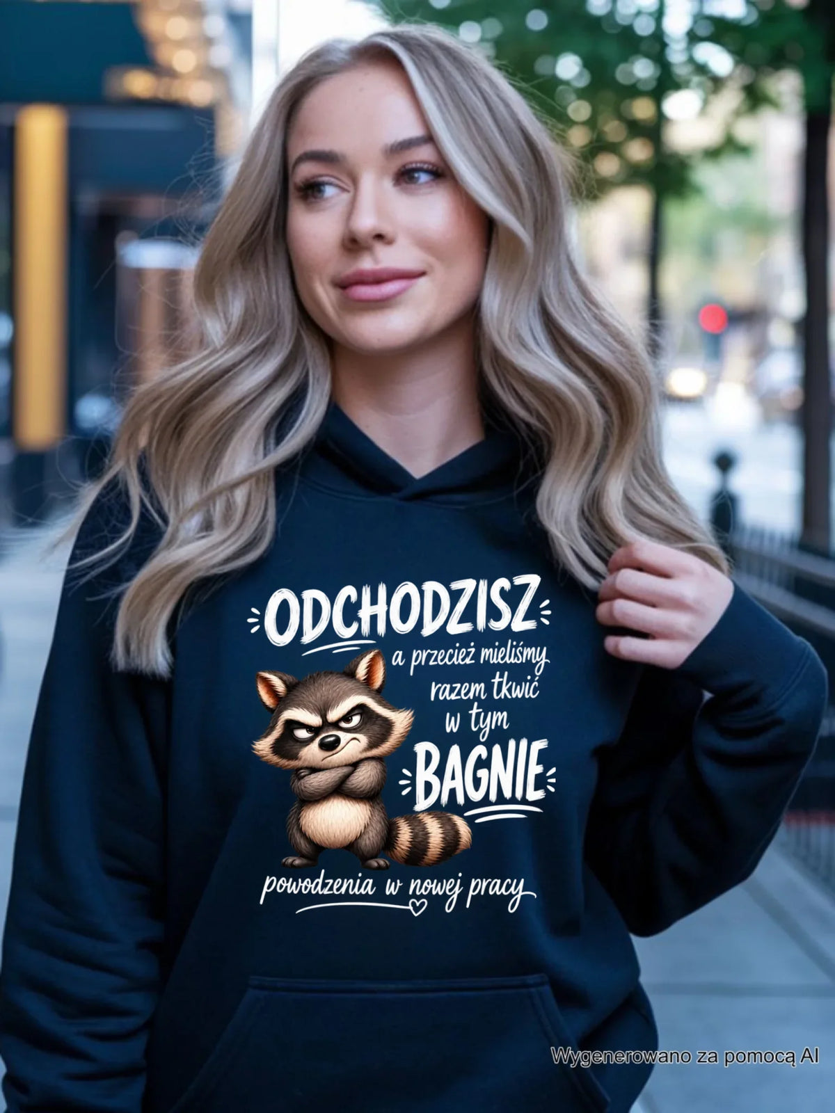 Bluza damska z kapturem na odejście z pracy - Razem w tym bagnie