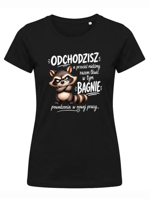 Czarna koszulka damska na odejście z pracy - Razem w tym bagnie