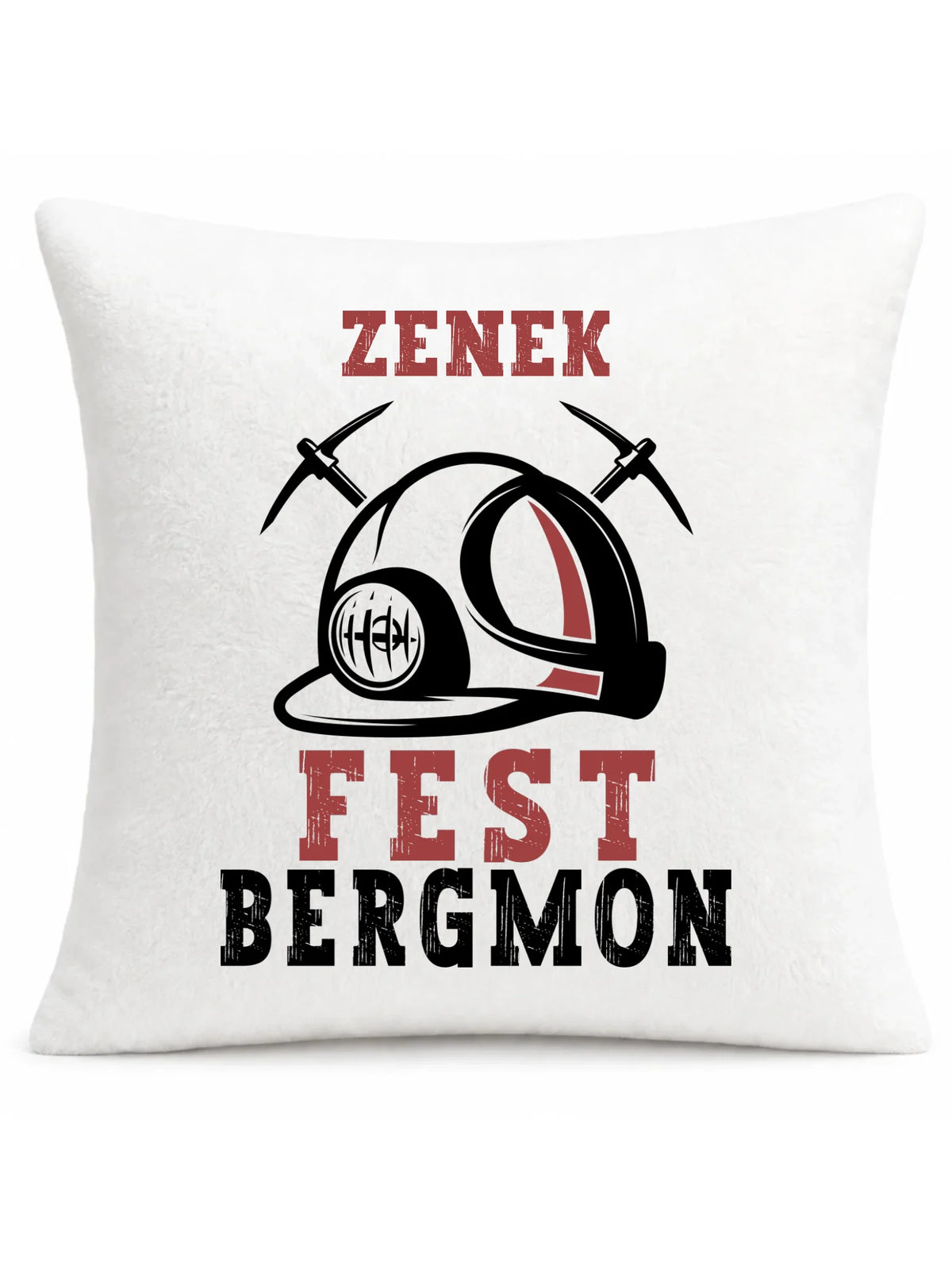 Poduszka biała pluszowa z imieniem dla górnika - Fest Bergmon