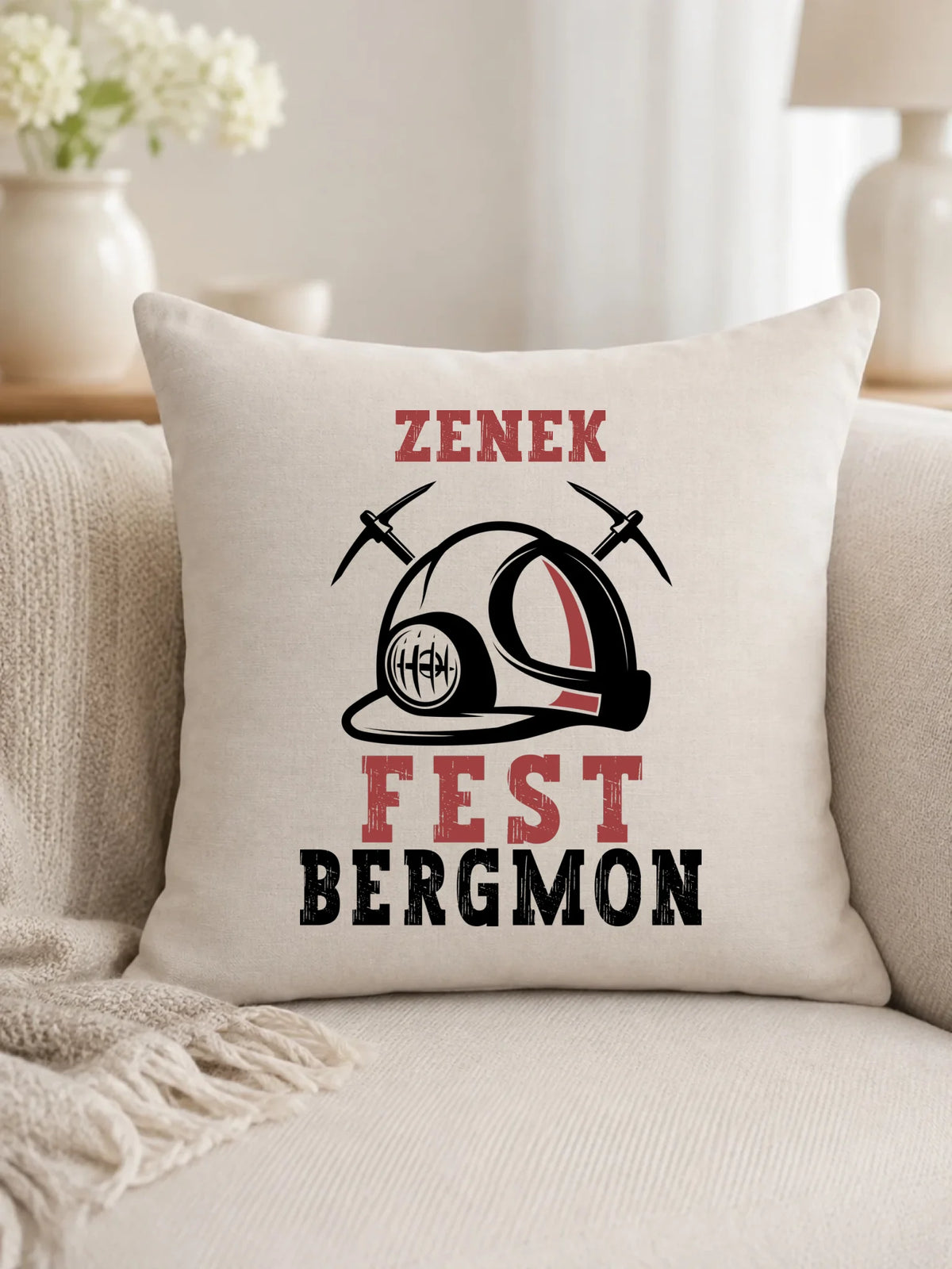 Prezent dla górnika - poduszka dekoracyjna z imieniem Fest Bergmon