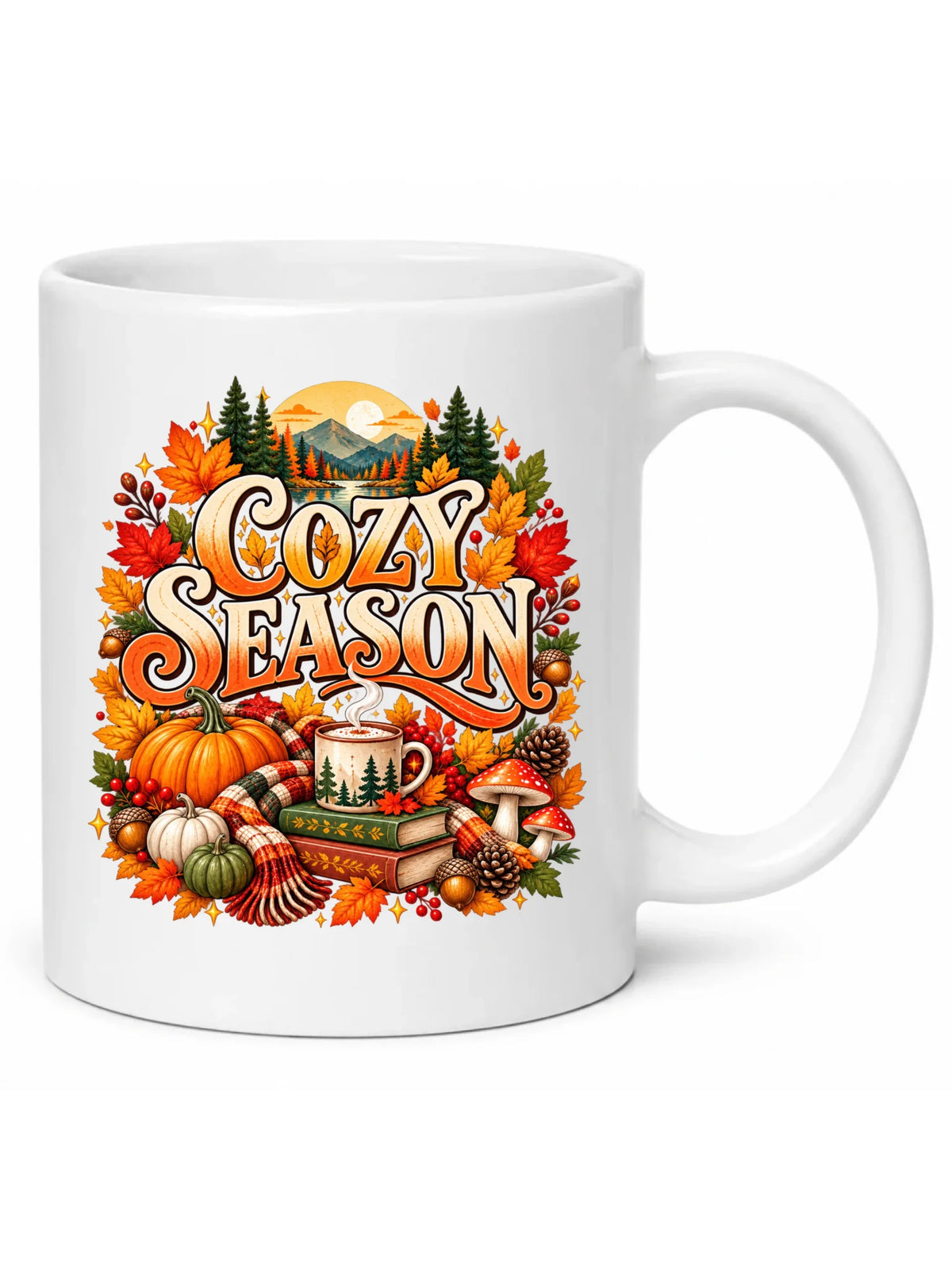 Biały kubek na jesień - Cozy Season