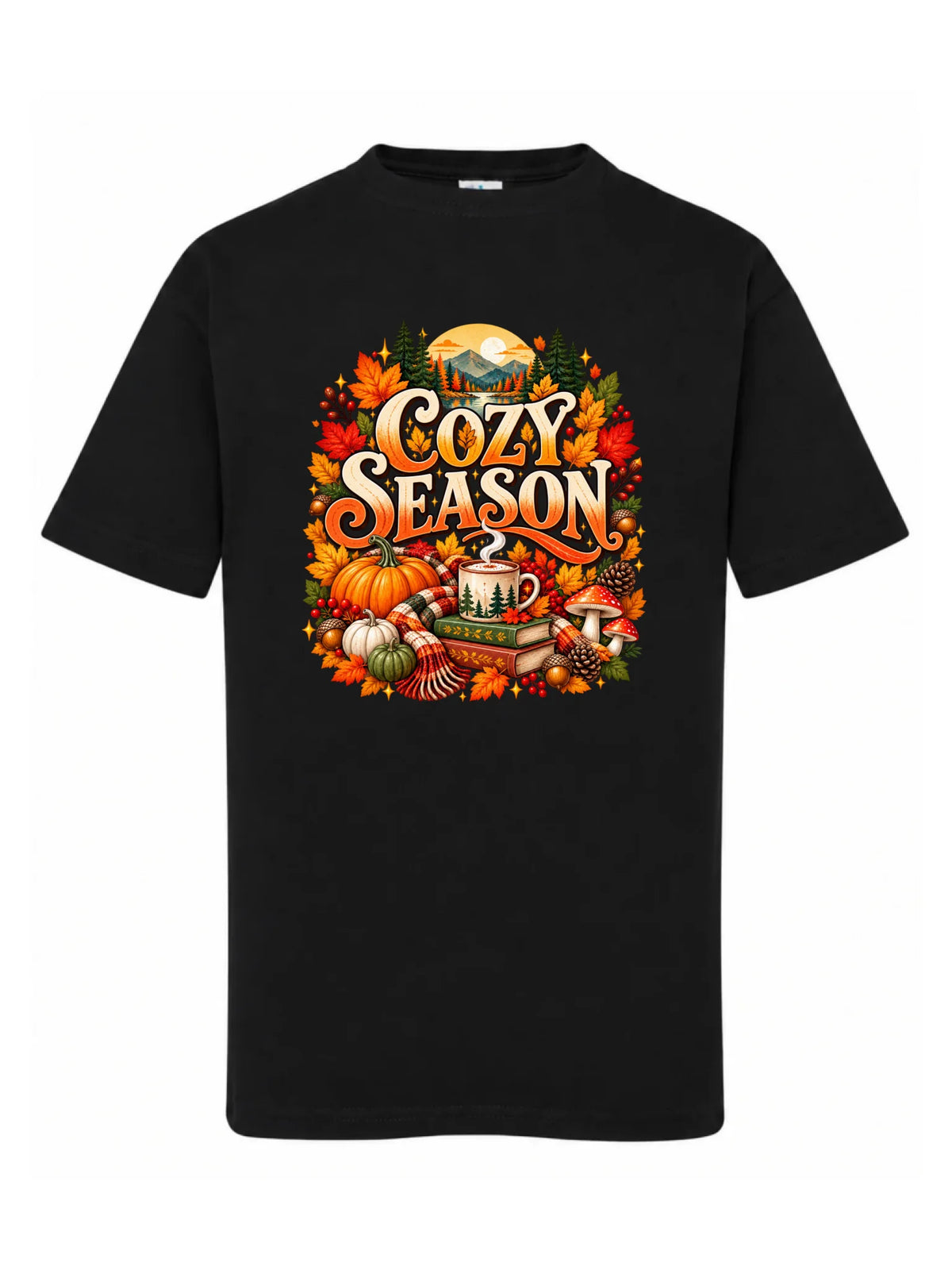Czarna koszulka dziecięca na jesień - Cozy Season