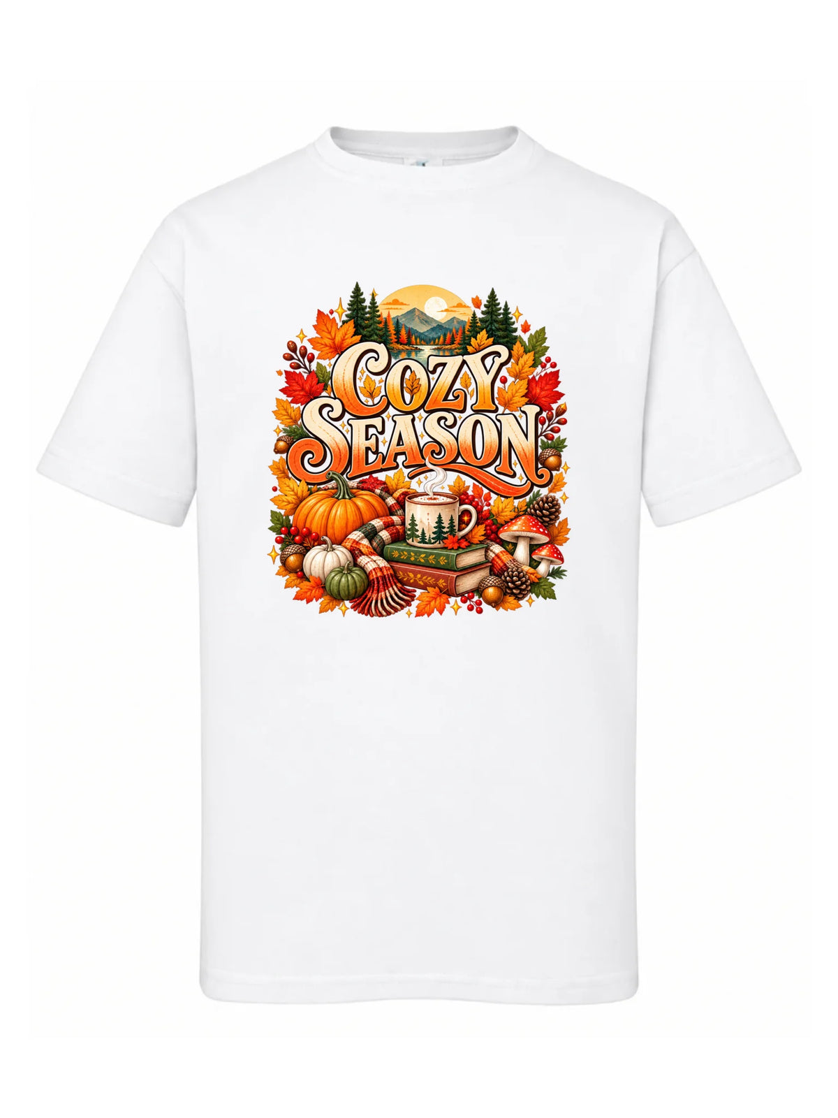 Biała koszulka dziecięca na jesień - Cozy Season