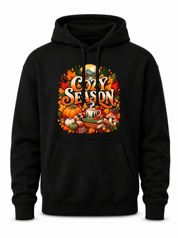 Czarna bluza męska z kapturem na jesień - Cozy Season