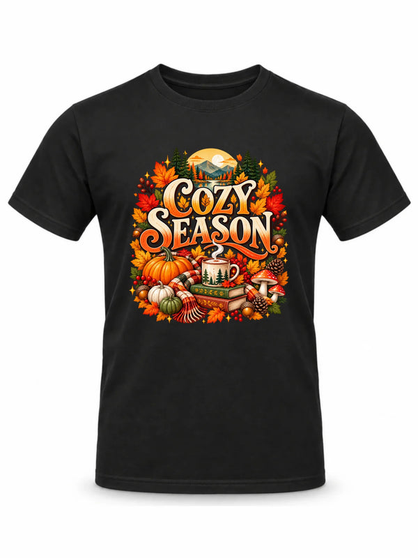 Czarna koszulka męska na jesień - Cozy Season