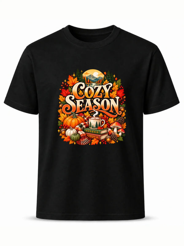 Czarna koszulka na jesień - Cozy Season