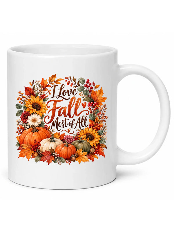 Biały kubek na jesień - I Love Fall Most of All