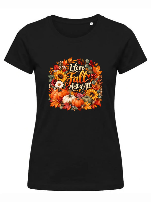 Czarna koszulka damska na jesień - I Love Fall Most of All