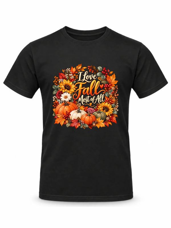 Czarna koszulka męska na jesień - I Love Fall Most of All