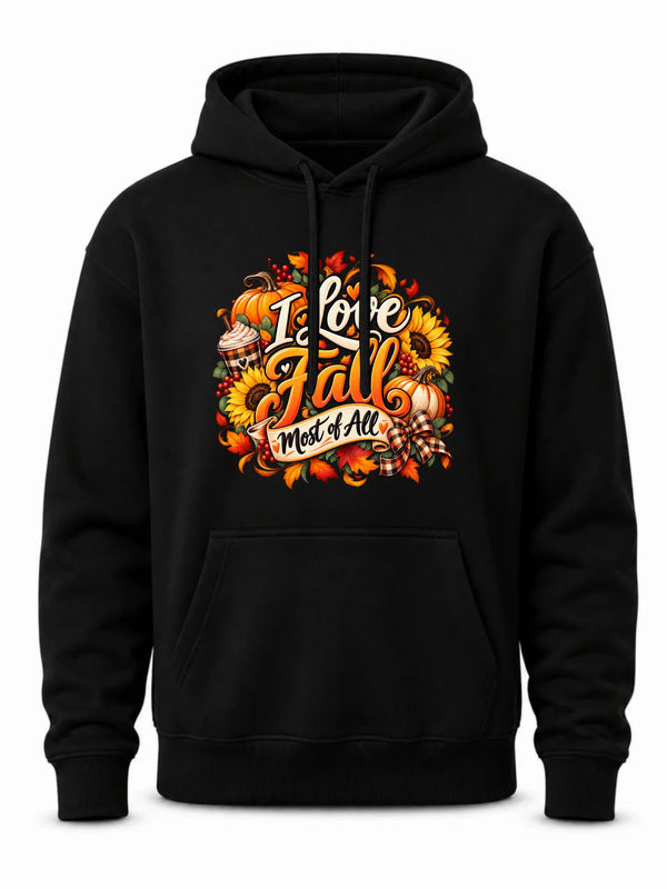 Czarna bluza męska z kapturem na jesień - I Love Fall Most of All II