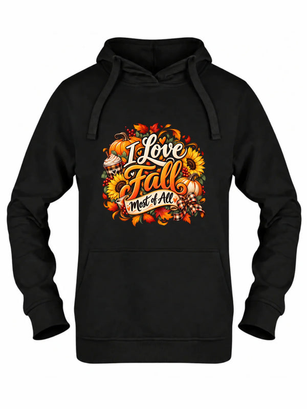 Czarna bluza damska z kapturem na jesień - I Love Fall Most of All II