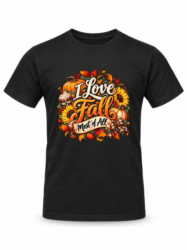 Czarna koszulka męska na jesień - I Love Fall Most of All II
