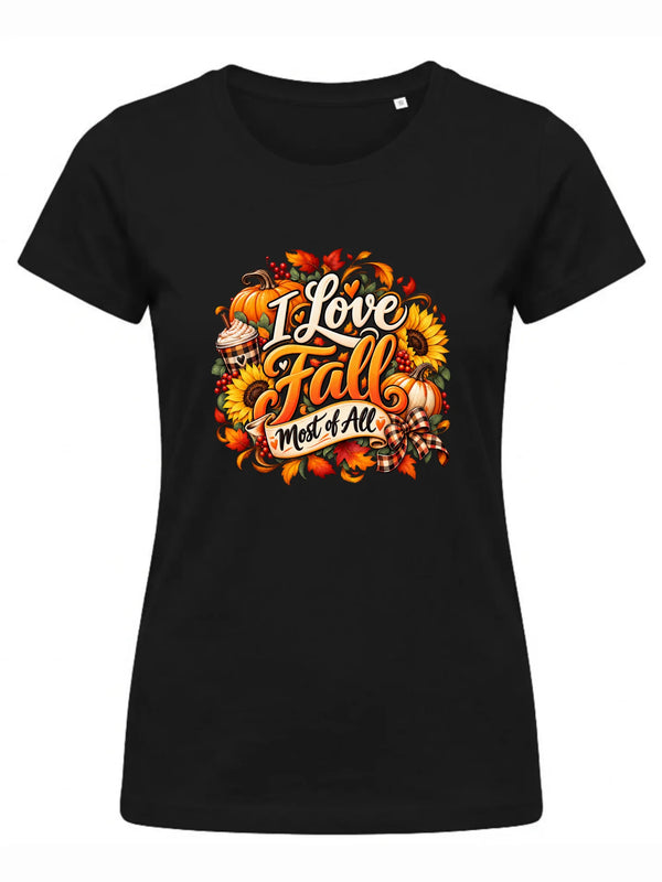 Czarna koszulka damska na jesień - I Love Fall Most of All II