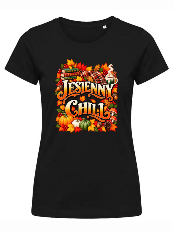 Czarna koszulka damska na jesień - Jesienny Chill