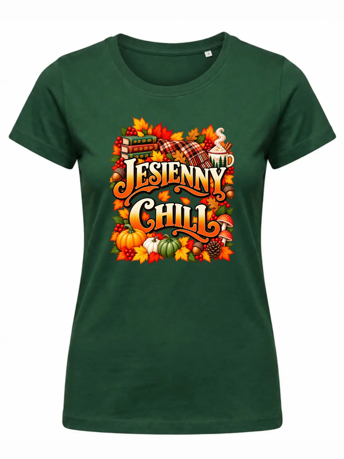 Zielona koszulka damska na jesień - Jesienny Chill