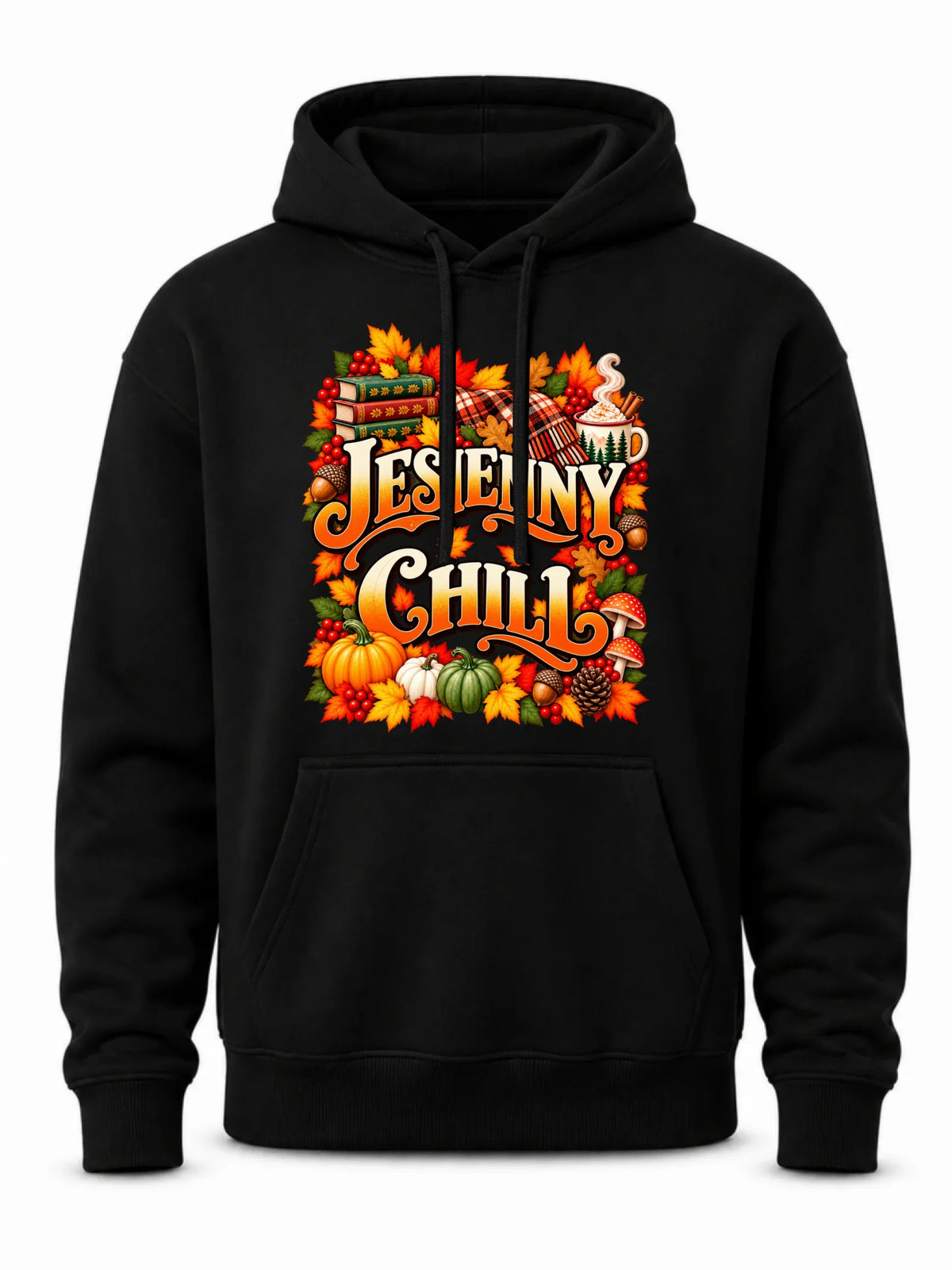 Czarna bluza męska z kapturem na pierwszy dzień jesieni - Jesienny Chill