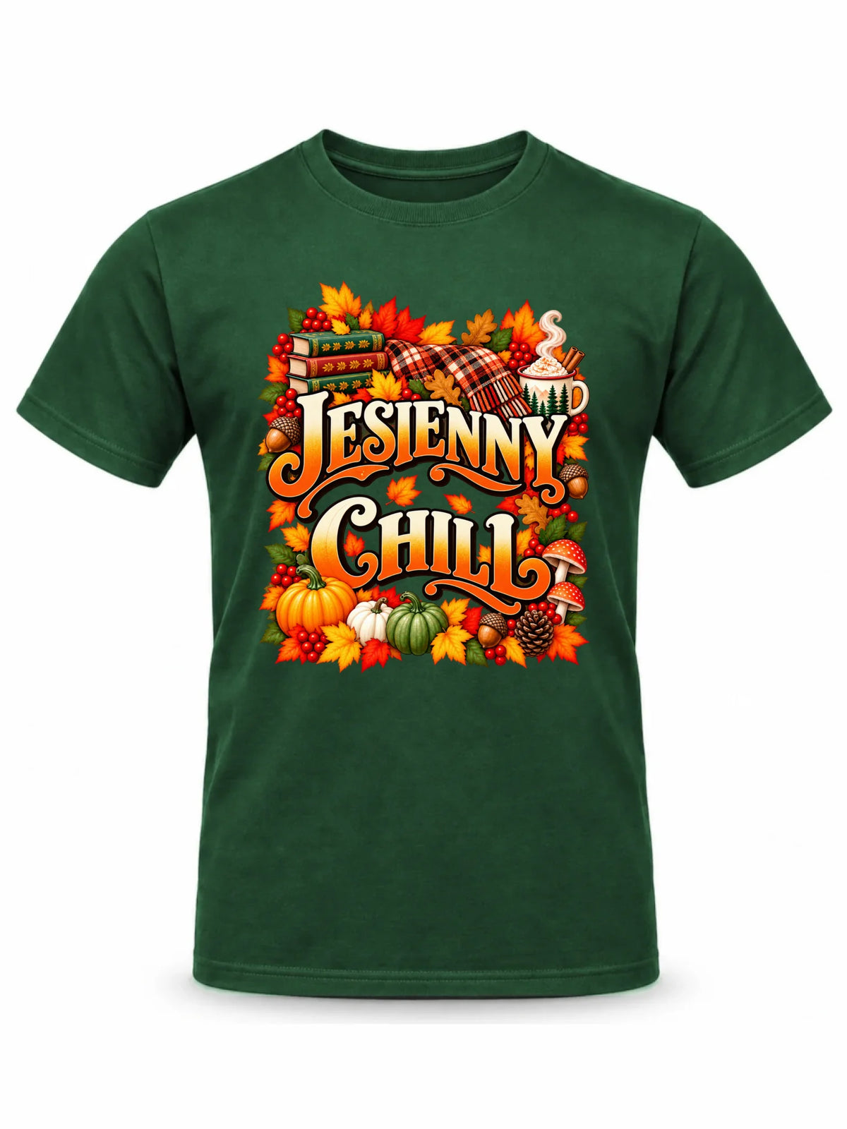 Zielona koszulka męska na pierwszy dzień jesieni - Jesienny Chill
