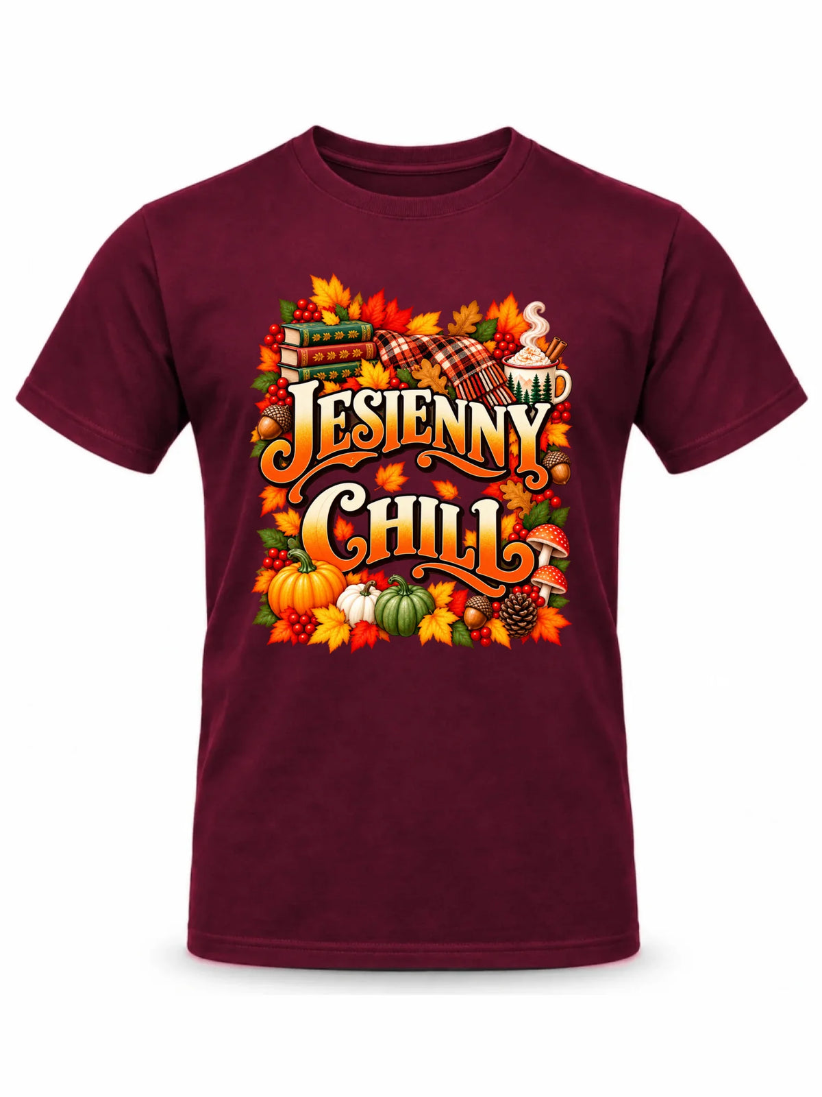Burgundowa koszulka męska na jesień - Jesienny Chill