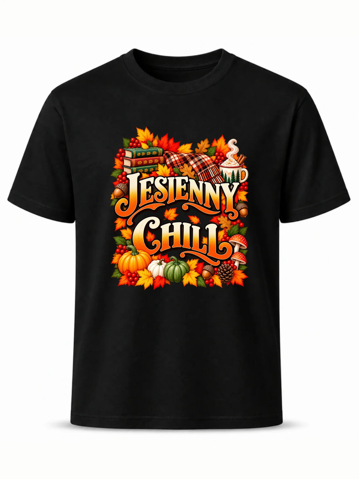 Czarna koszulka na pierwszy dzień jesieni - Jesienny Chill