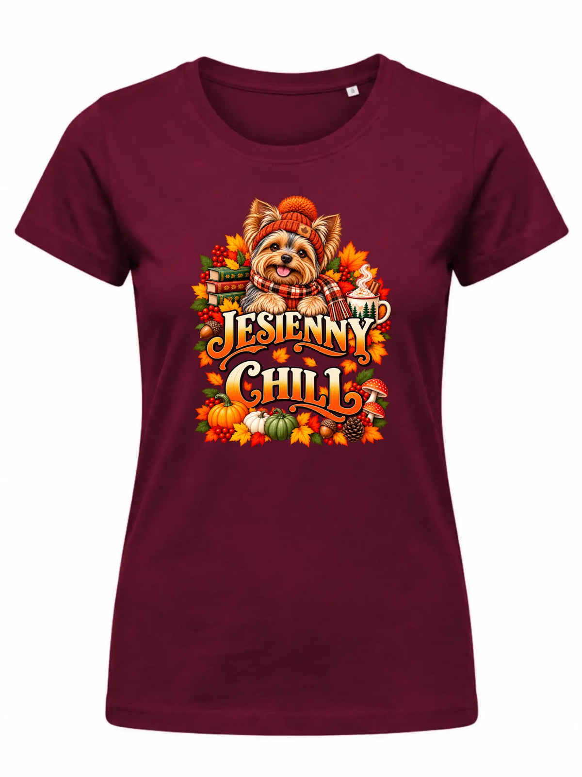 Koszulka damska - Jesienny Chill z Yorkiem