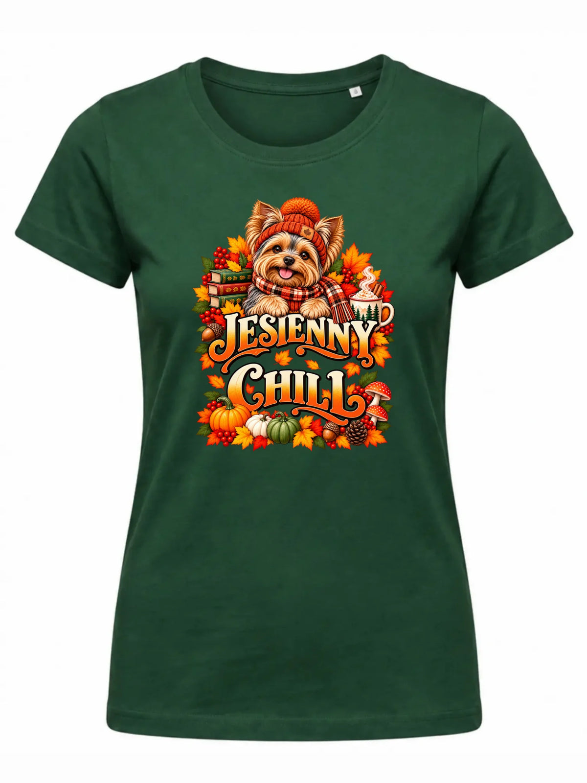 Koszulka damska - Jesienny Chill z Yorkiem
