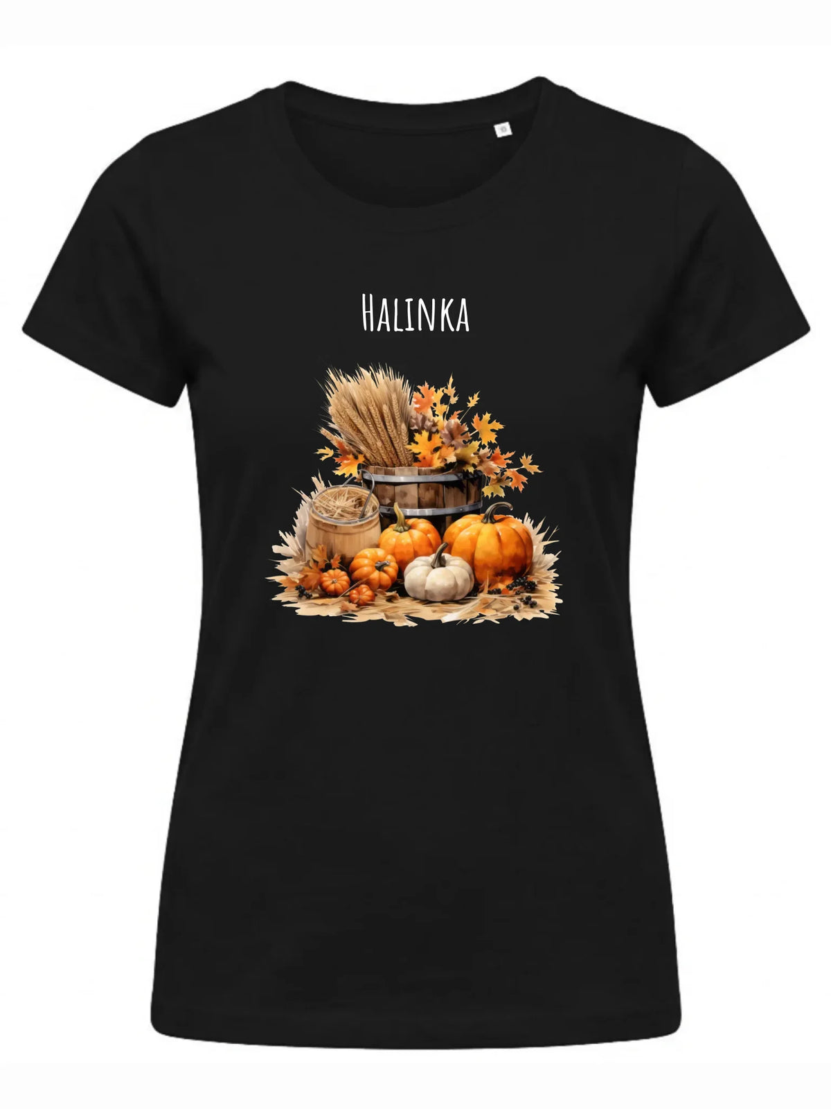 Czarna koszulka damska na jesień z imieniem - Harvest Vibes