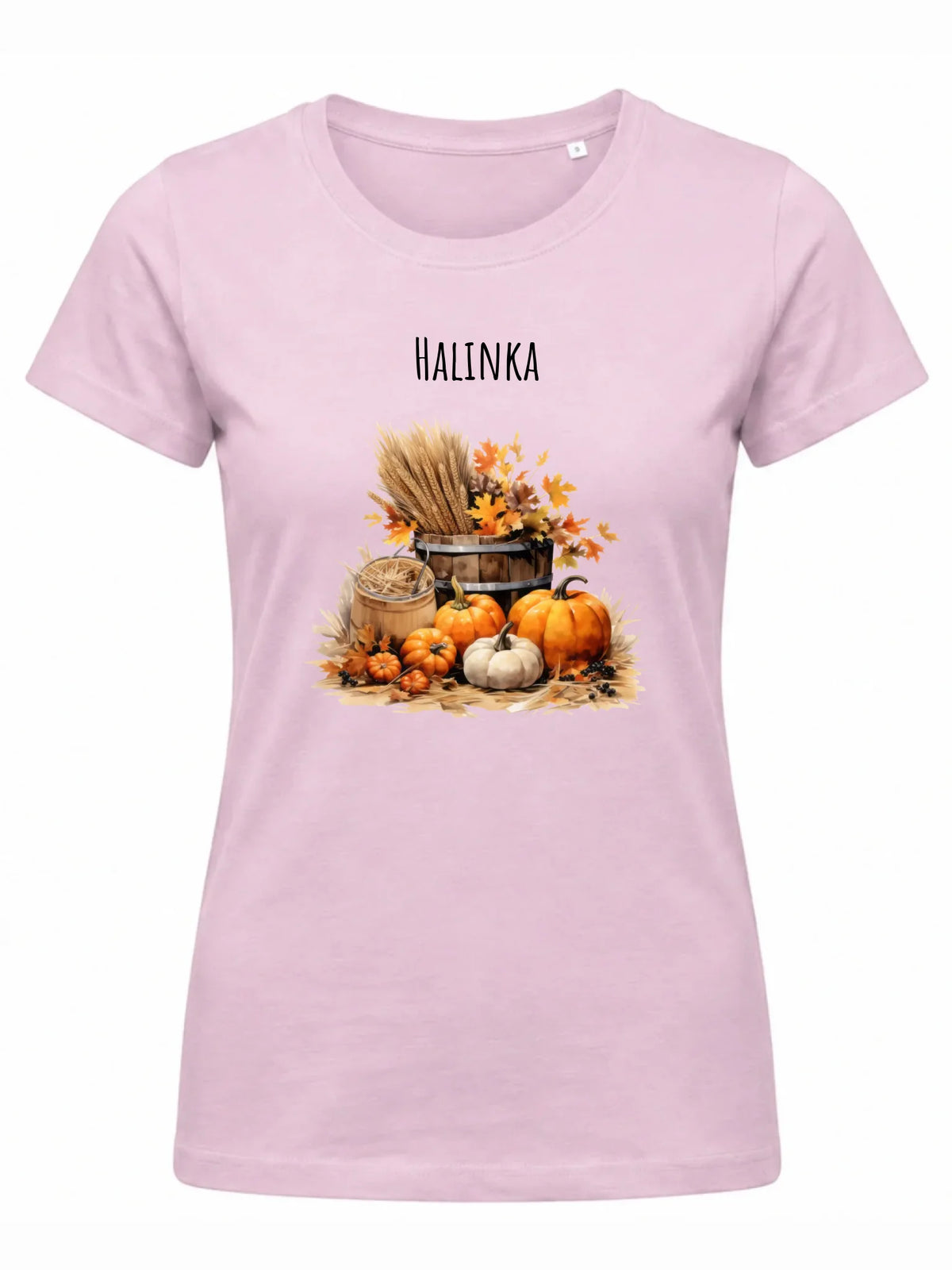 Różowa koszulka damska na jesień z imieniem - Harvest Vibes