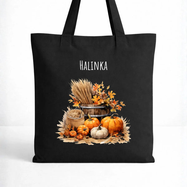 Czarna torba na jesień z imieniem - Harvest Vibes