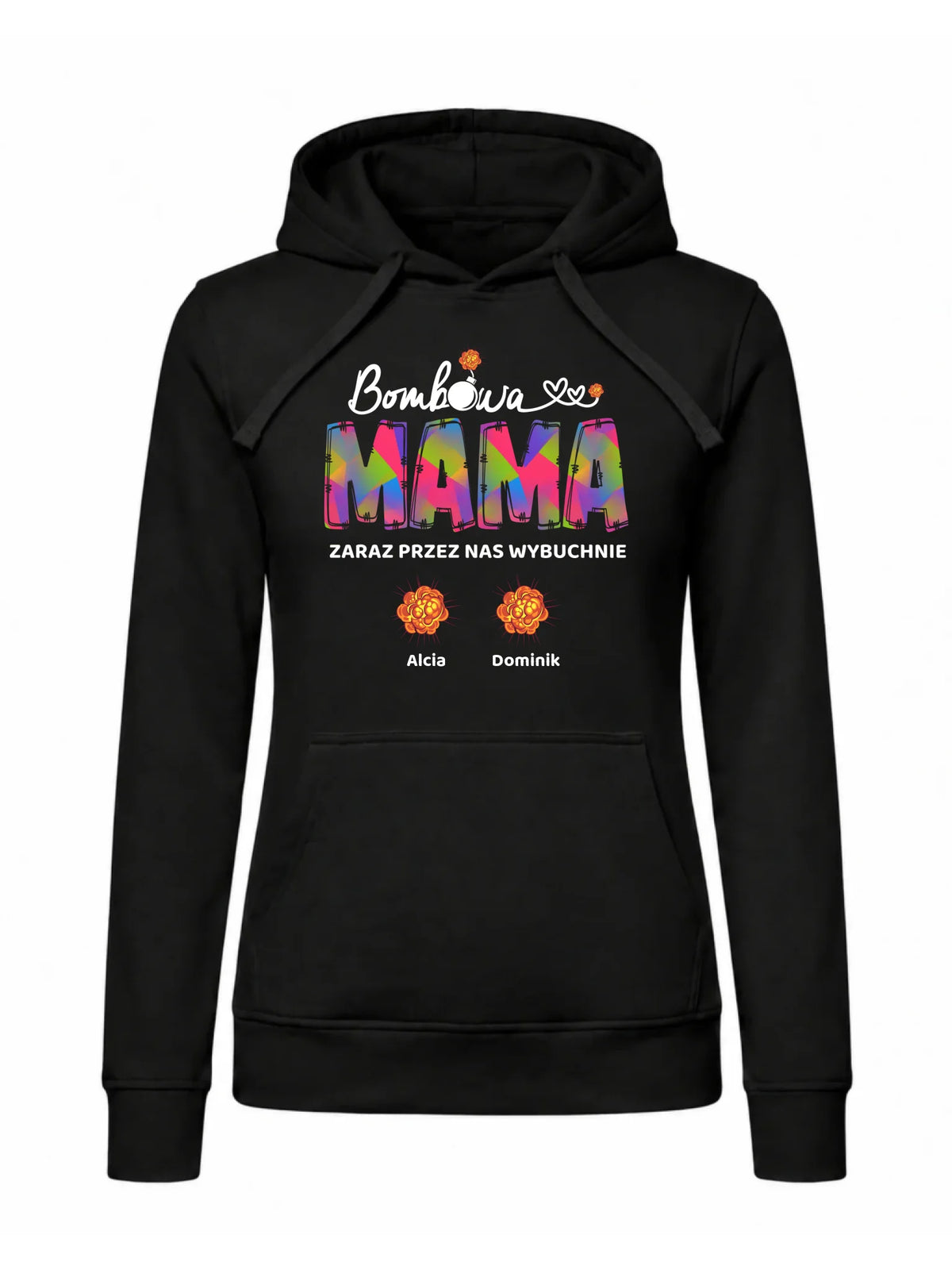 Bluza z kapturem dla mamy z imionami dzieci - Bombowa mama - personalizowana DM53