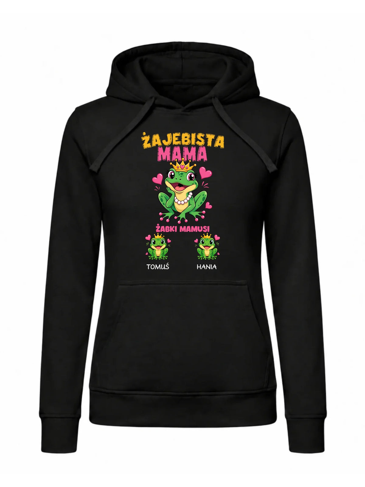 Bluza z kapturem dla mamy z imionami dzieci - Żabki Mamusi - personalizowana DM54
