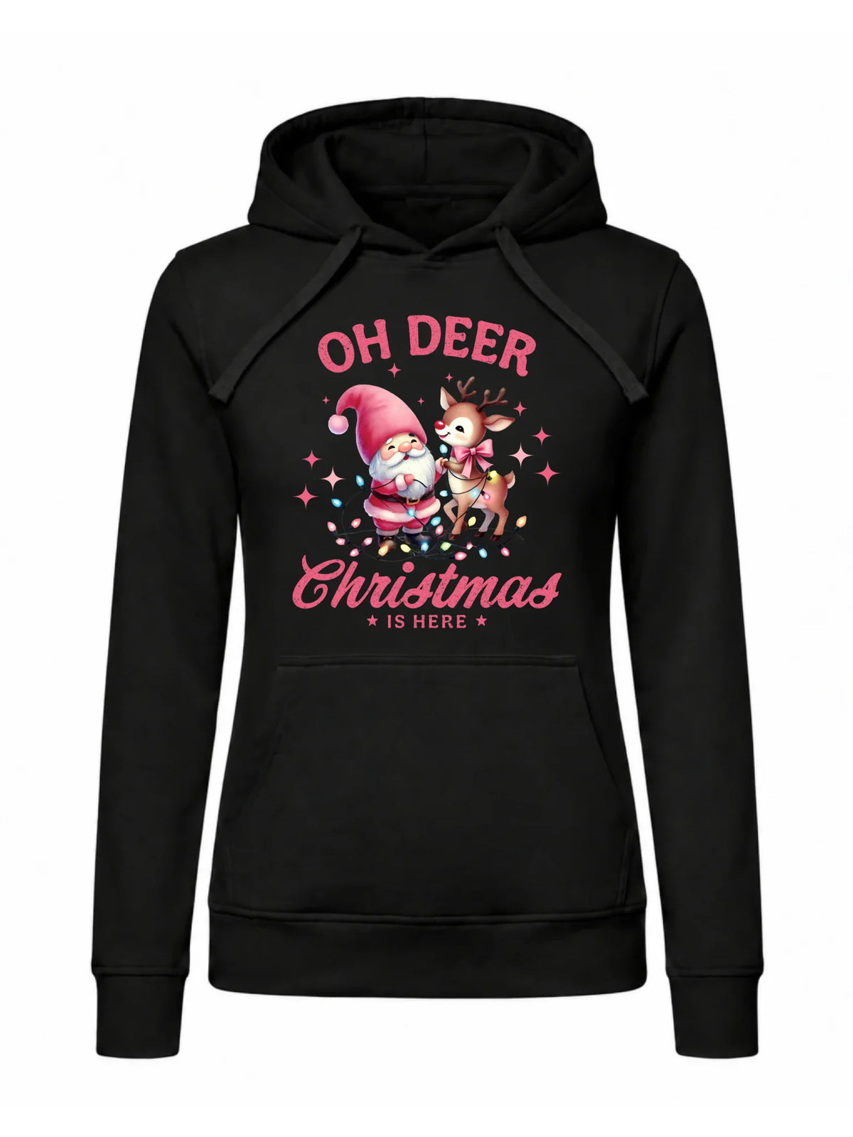 Bluza damska z kapturem świąteczna - Oh deer Christmas is here BN59