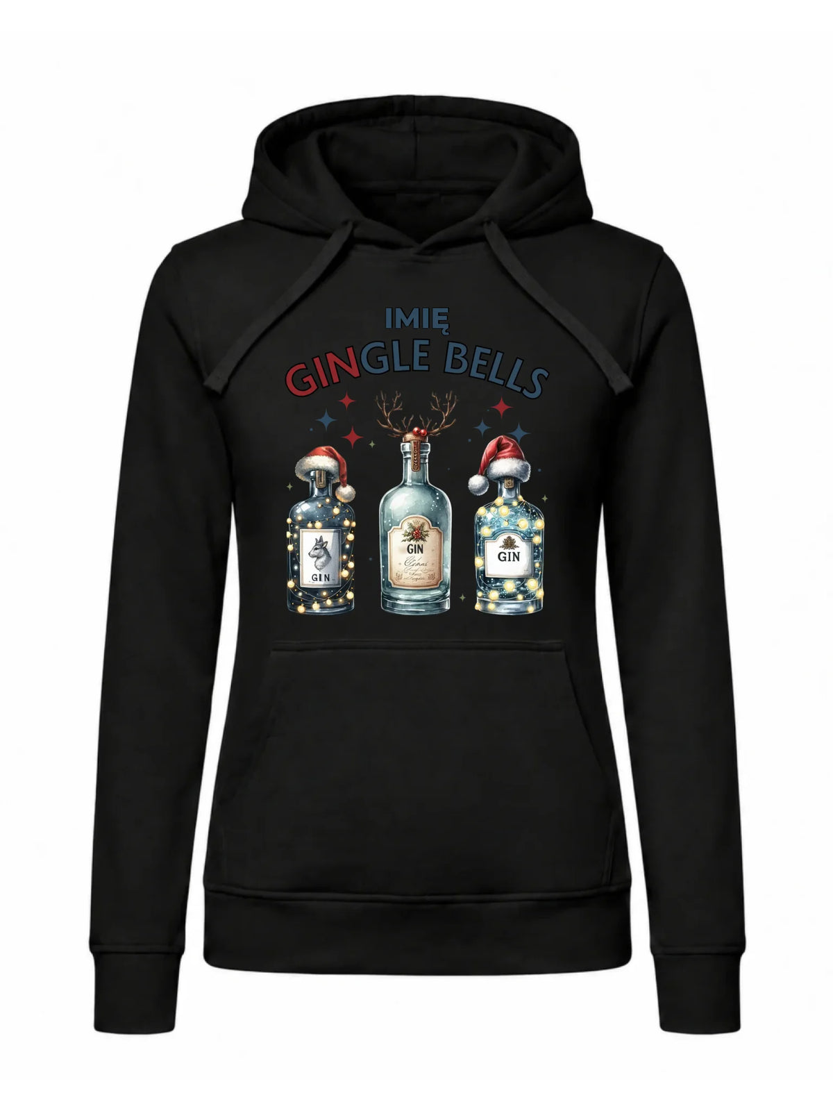 Bluza damska z kapturem świąteczna - Gin Gingle bells - personalizowana BN68