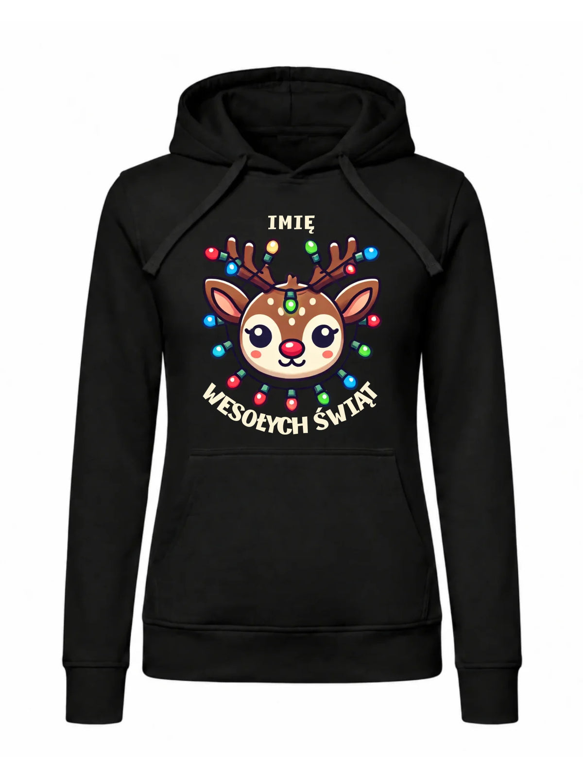 Bluza damska z kapturem świąteczna - Renifer Wesołych Świąt - personalizowana BN72