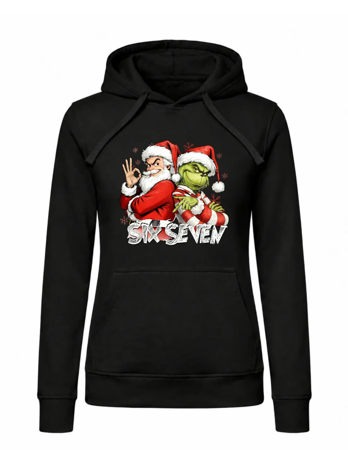 Bluza damska z kapturem świąteczna - Mikołaj i Grinch six seven 67 BN148