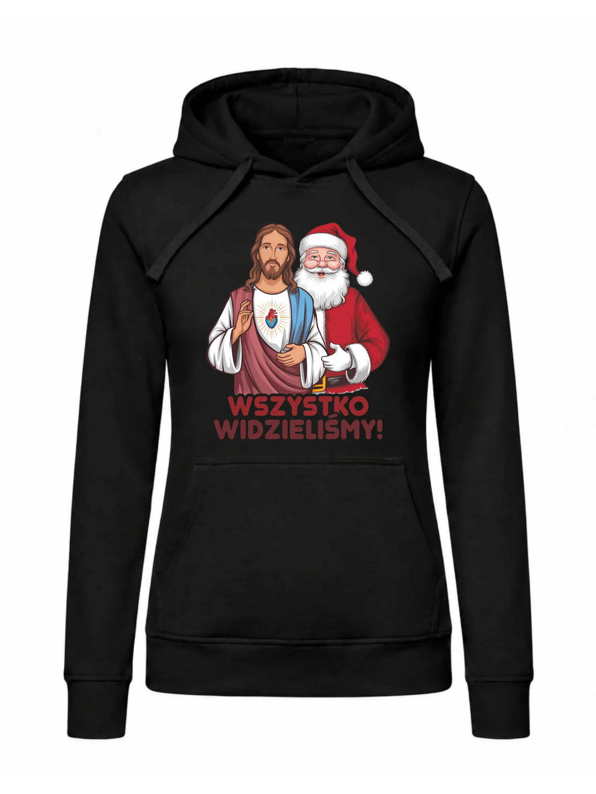 Bluza damska z kapturem świąteczna - Jezus i Mikołaj Wszystko widzieliśmy BN89