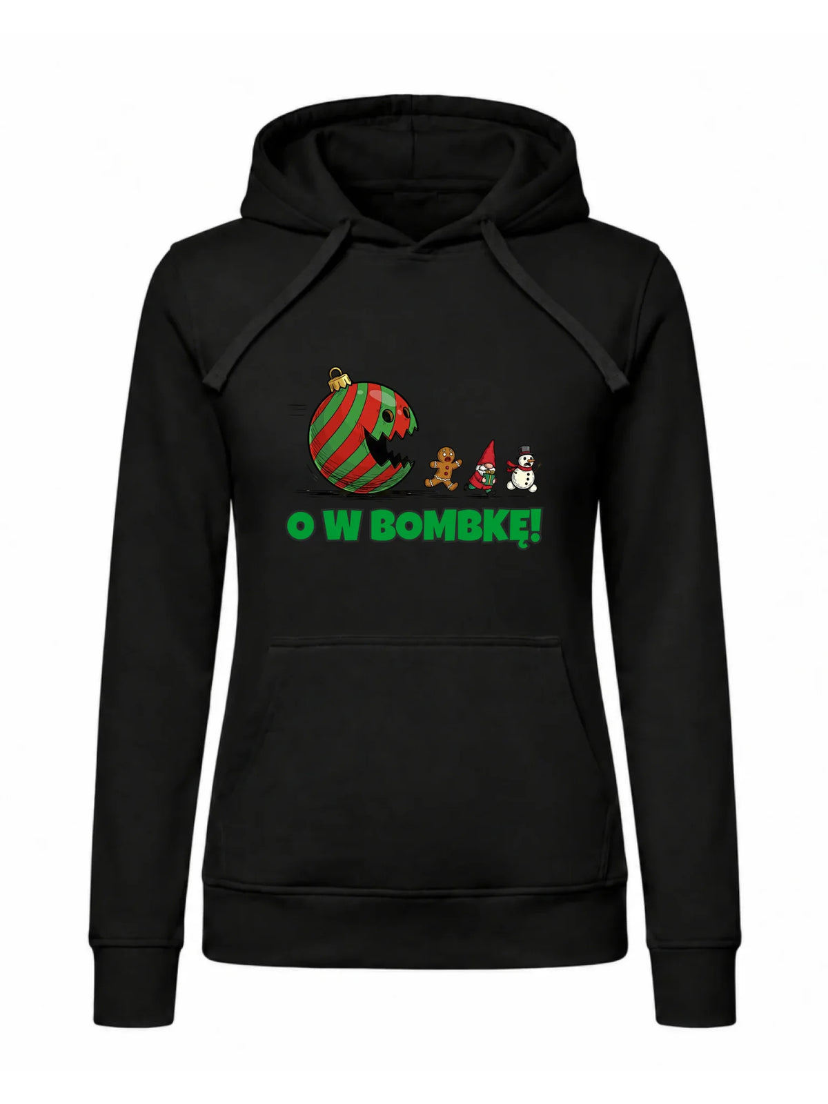 Bluza damska z kapturem świąteczna - O w bombkę BN142