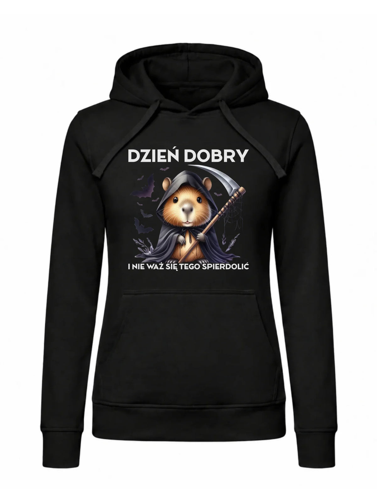 Bluza damska z kapturem na halloween - Kapibara Żniwiarz - Dzień dobry - bez cenzury HL20