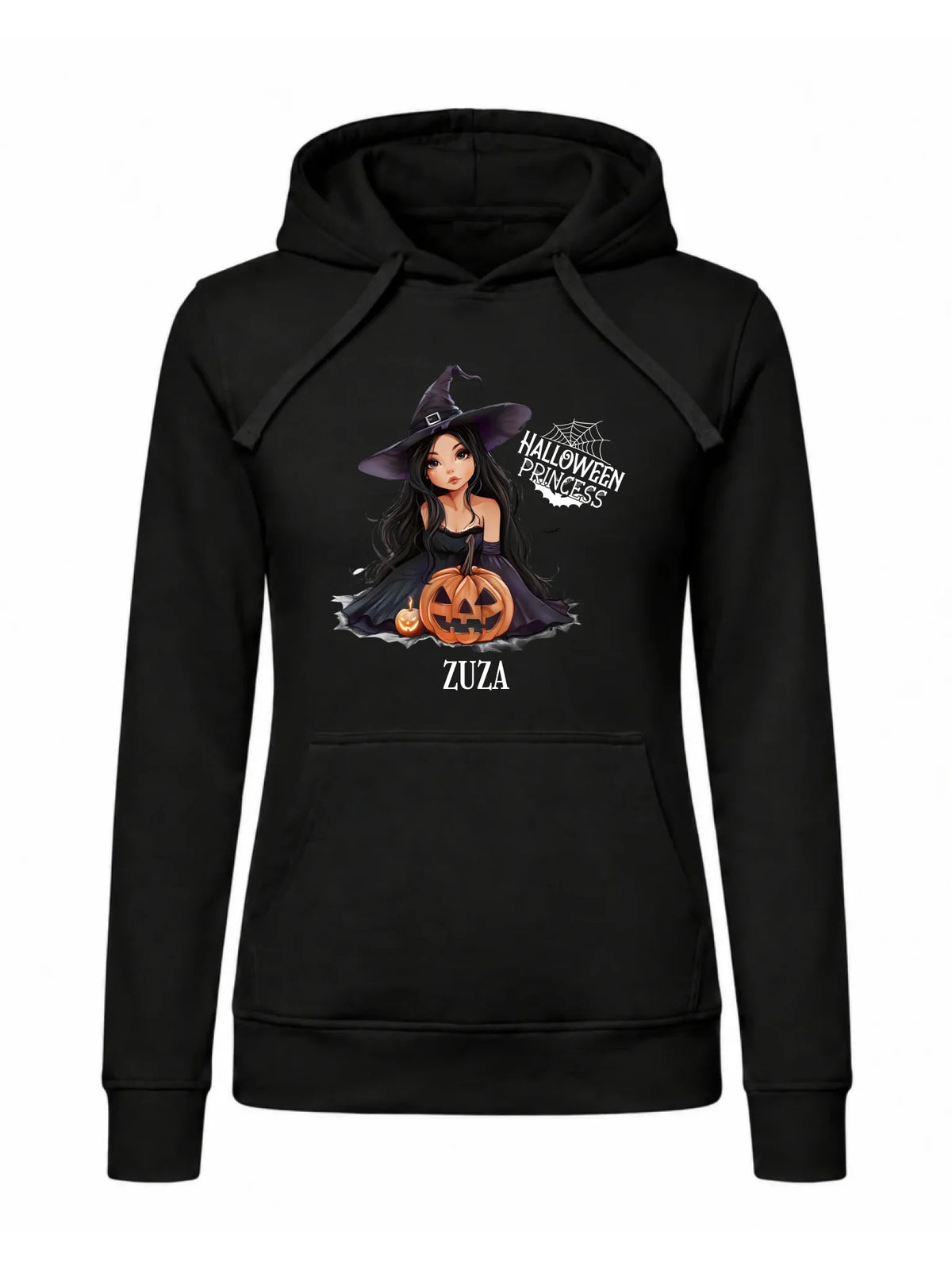 Bluza damska z kapturem halloweenowa - Czarownica z dynią - personalizowana HL10
