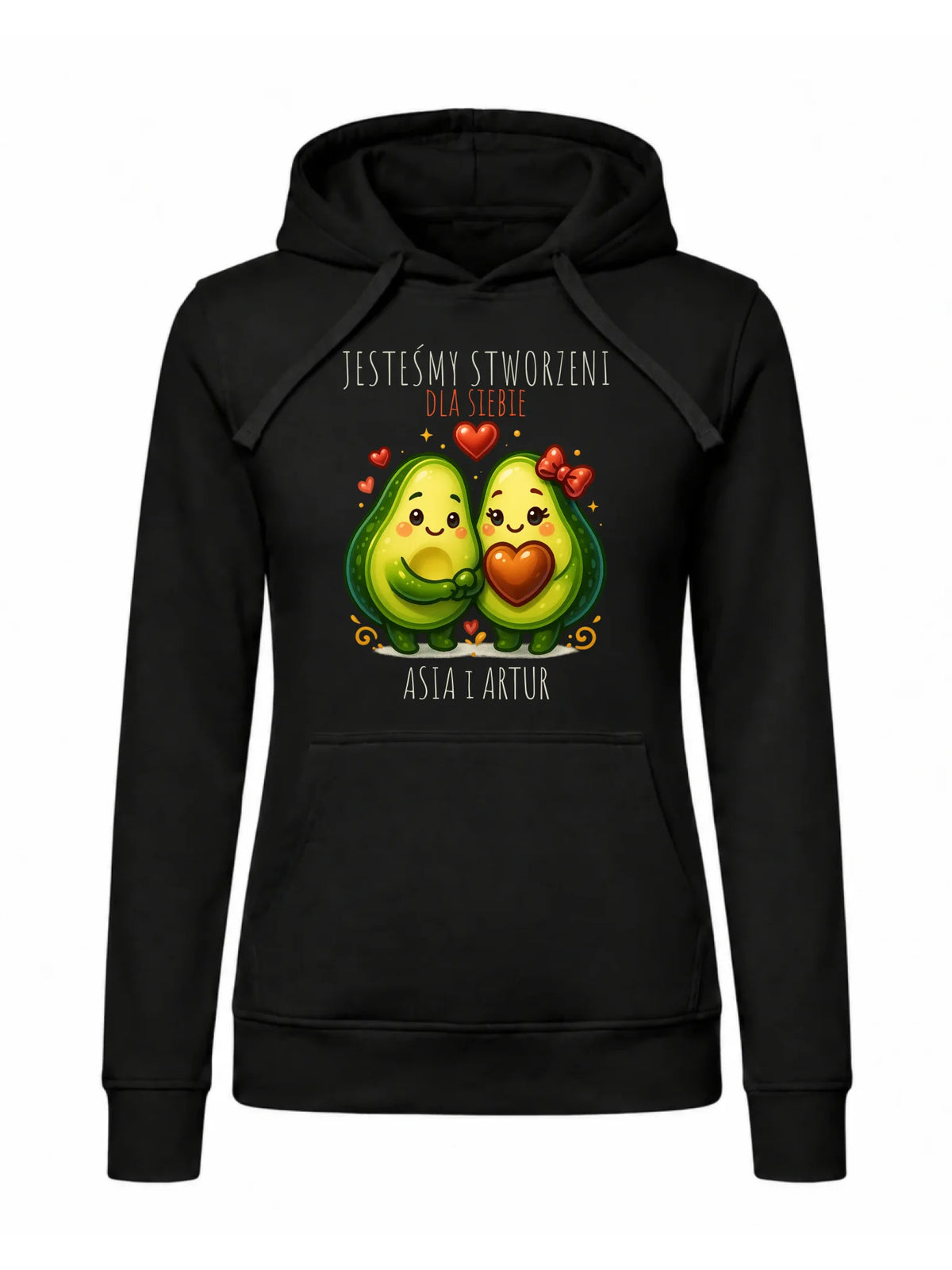 Bluza damska z kapturem - Awokado Stworzeni dla siebie - personalizowana W91