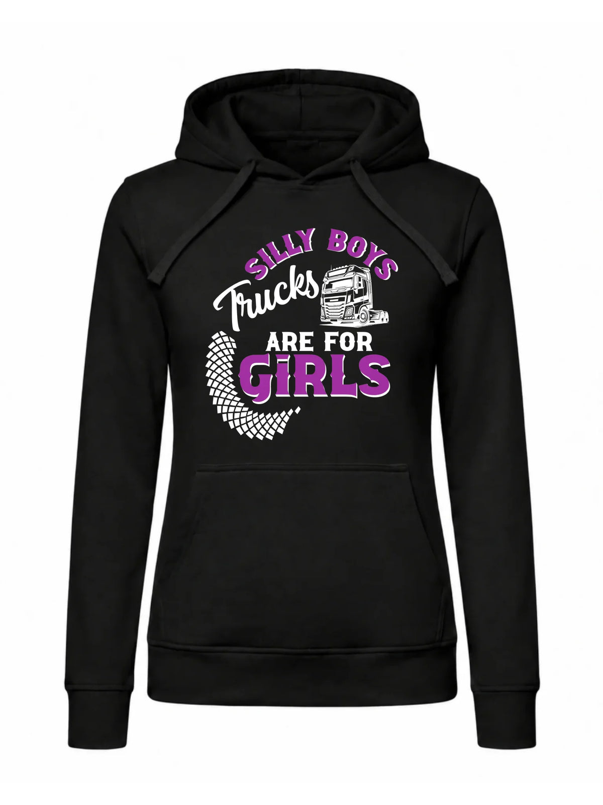 Bluza damska z kapturem - kierowca ciężarówki - Silly boys trucks are for girls ZKT11