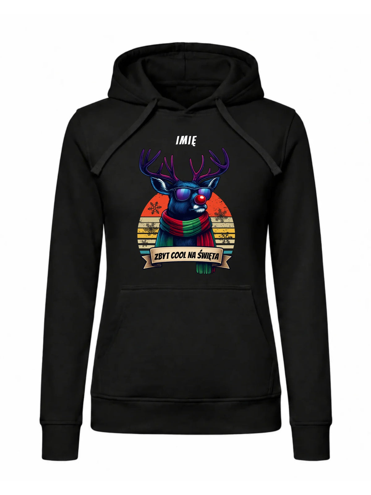 Bluza damska z kapturem świąteczna z reniferem - Zbyt cool na święta - personalizowana BN128