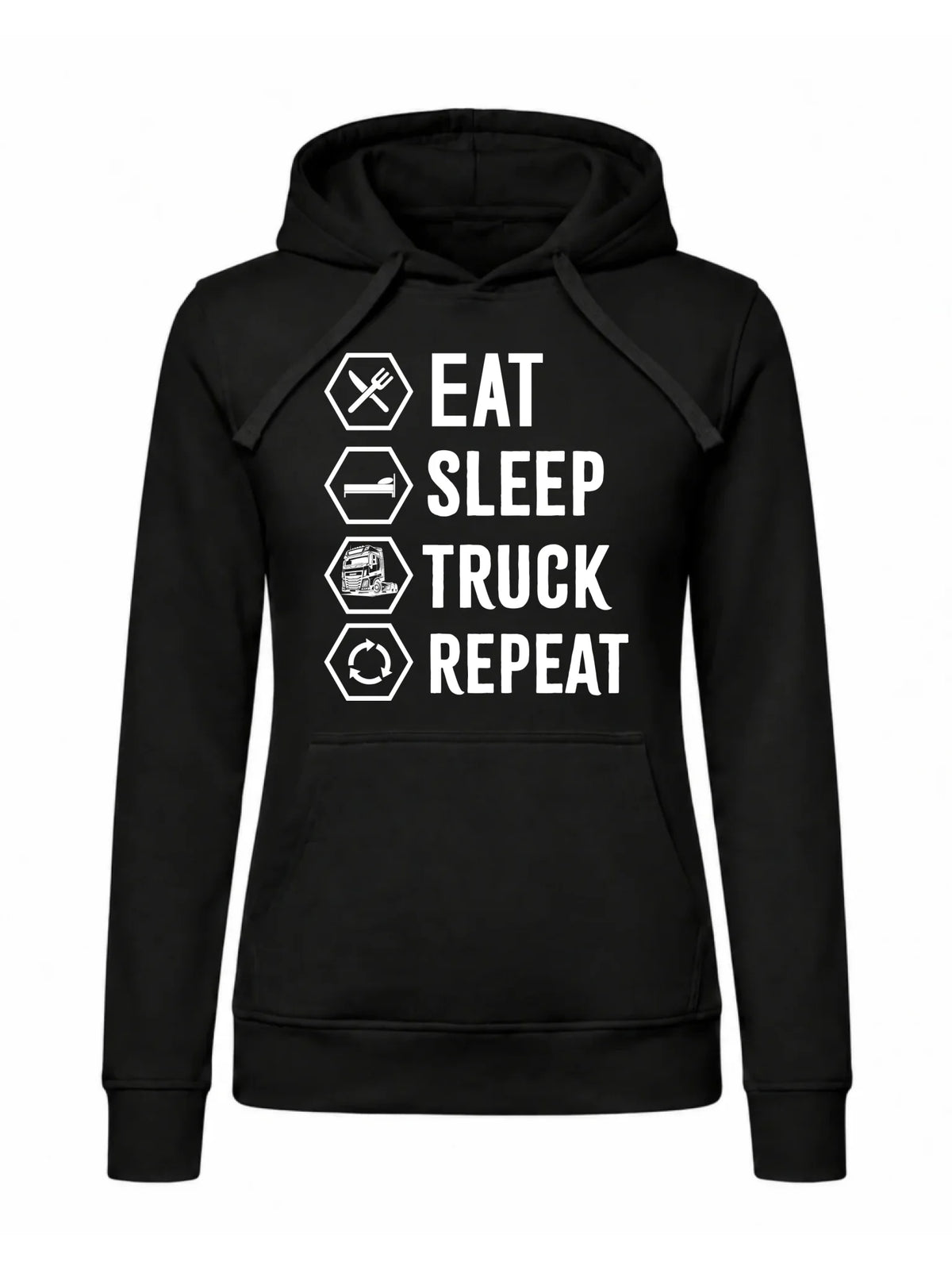 Bluza damska z kapturem dla kierowcy ciężarówki - Eat Sleep Truck Repeat ZKT05