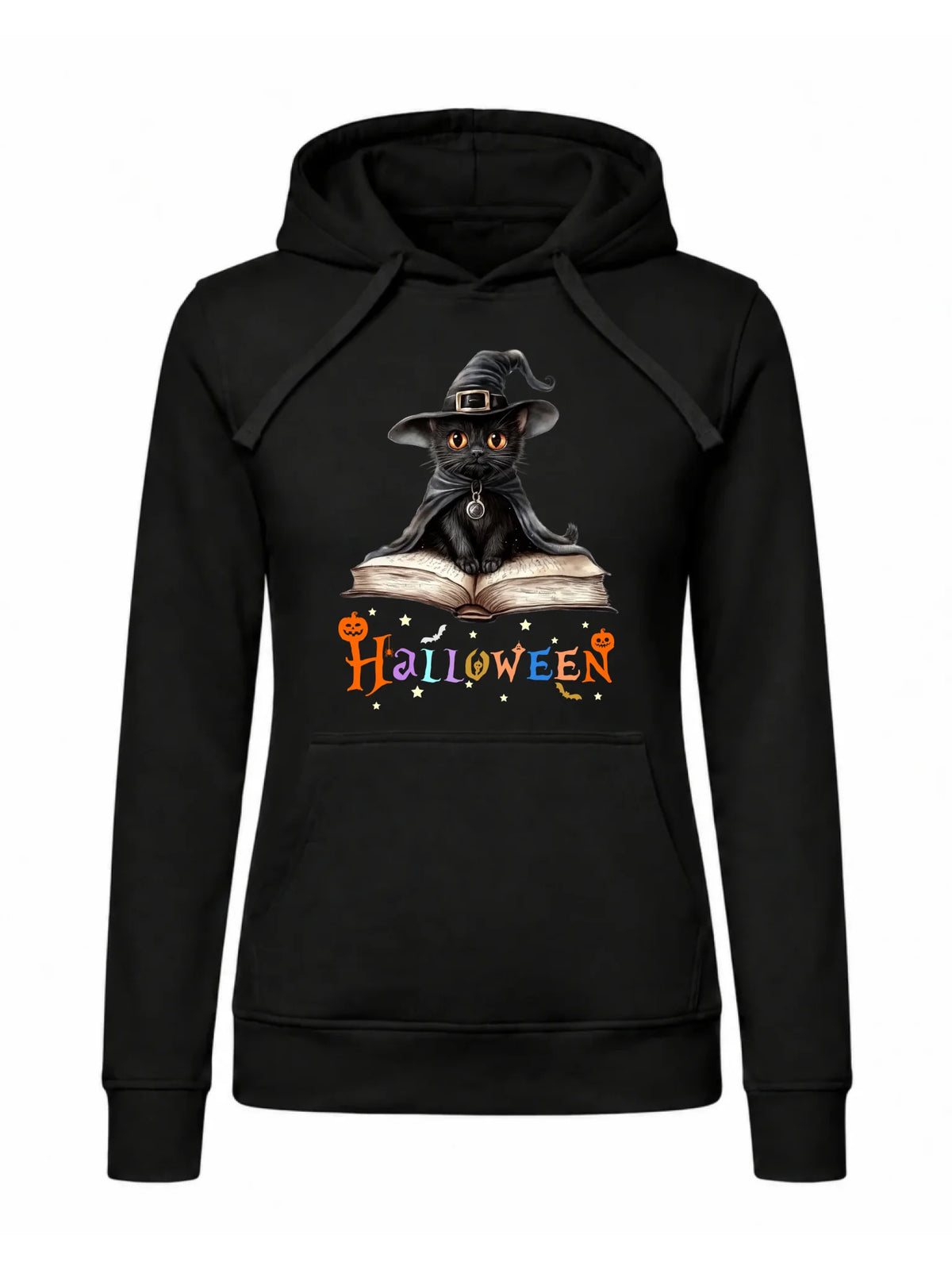 Bluza damska z kapturem na Halloween - Kot Czarodziej HL06