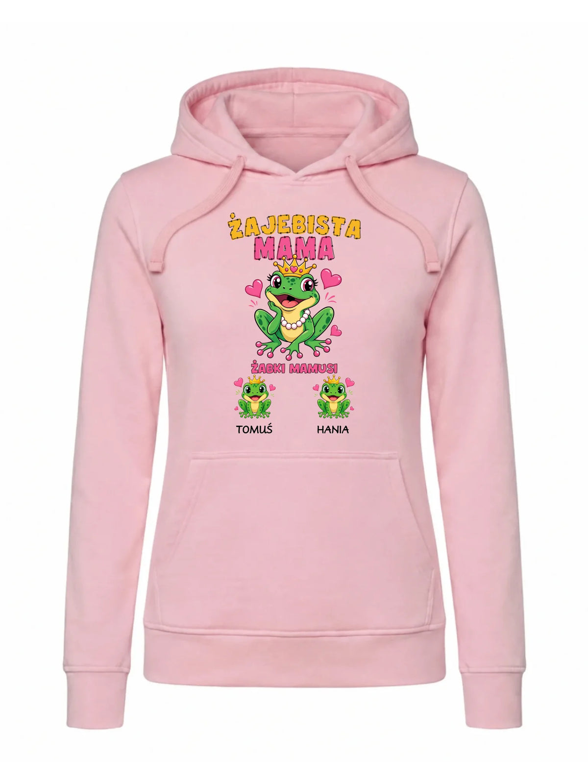 Bluza z kapturem dla mamy z imionami dzieci - Żabki Mamusi - personalizowana DM54